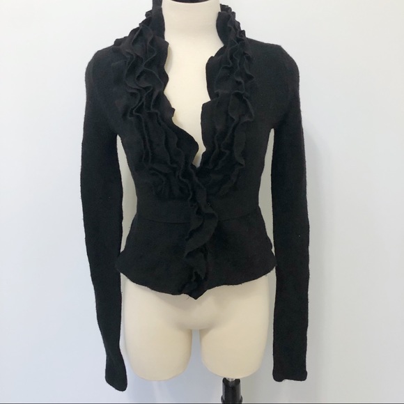 BCBGMaxAzria Sweaters - BCBGMaxAzria Wool Ruffle Collar Cardigan